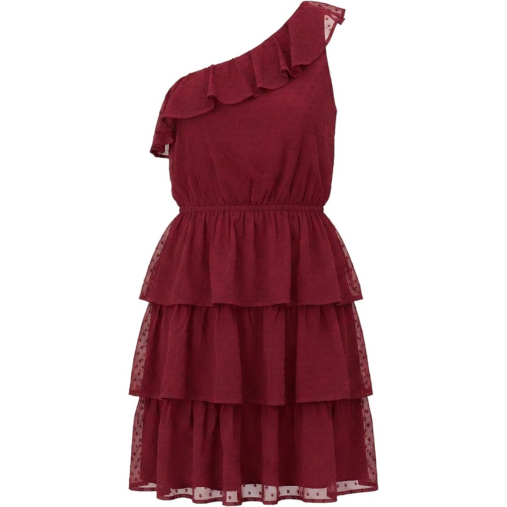 Grace Karin One Shoulder Ruffle Short Flowy Dress Swiss Dot Party Wedding XL NEW